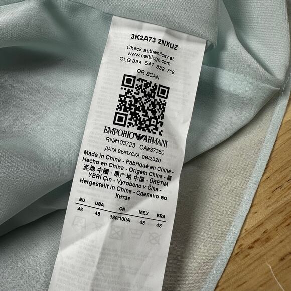 Emporio Armani Women's Cotton Plaid V-Neck Dress Blue Size 48 (US 14) NWOT - Picture 6 of 10